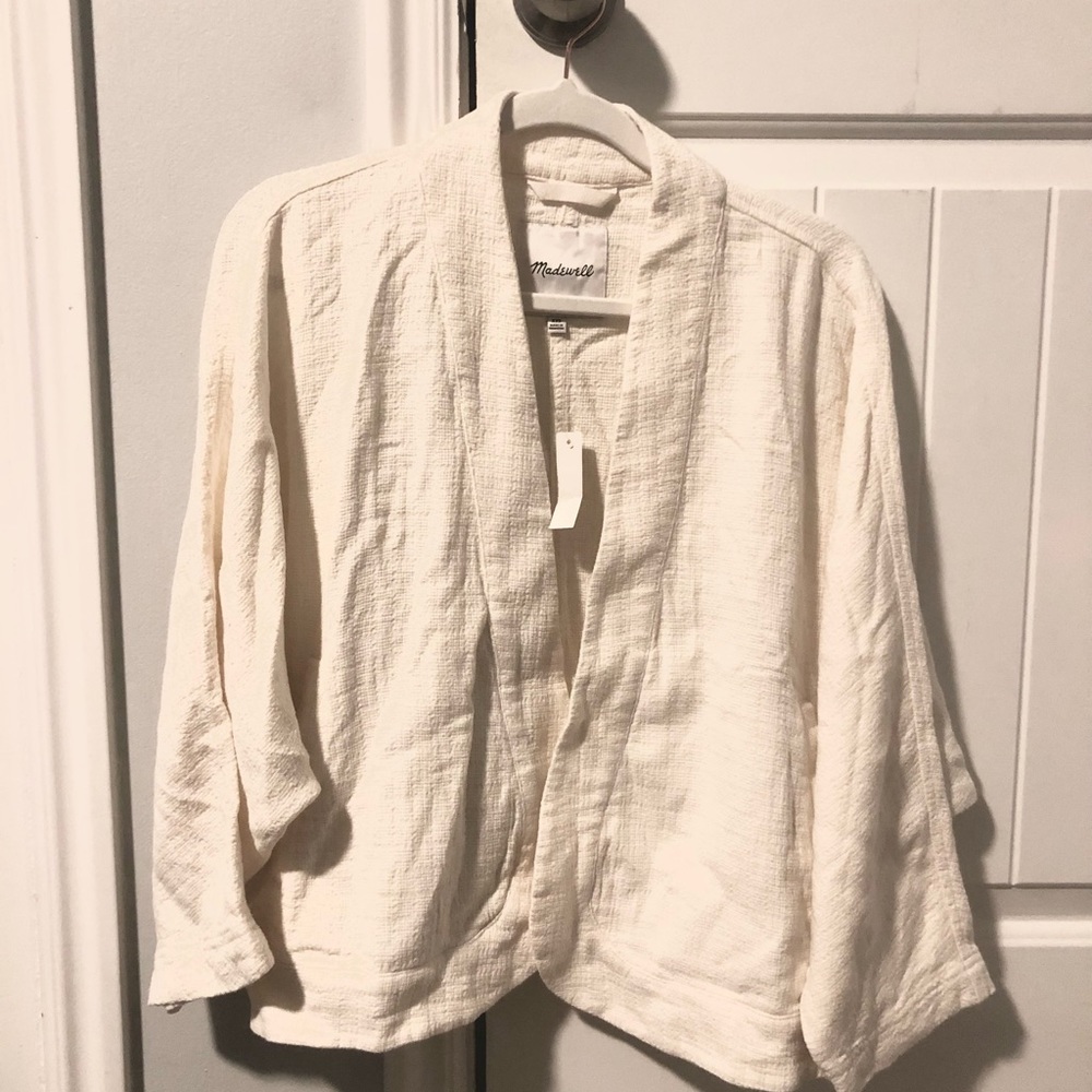 Madewell linen-blend cropped robe jacket